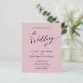 Budget All in One Dusty Roos Wedding Invitation (Staand voorkant)