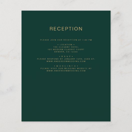 Budget All in One Emerald Green Gold Wedding (Achterkant)