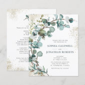 Budget All-in-One Eucalyptus Gold Wedding Invite (Voorkant / Achterkant)