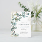 Budget All-in-One Eucalyptus Gold Wedding Invite (Staand voorkant)