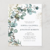 Budget All-in-One Eucalyptus Gold Wedding Invite (Voorkant)