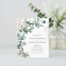 Budget All-in-One Eucalyptus Gold Wedding Invite