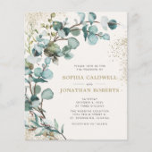 Budget All-in-One Eucalyptus Gold Wedding Invite (Voorkant)