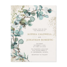Budget All in One Eucalyptus Goud Huwelijksuitnodi