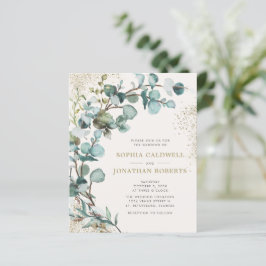 Budget All in One Eucalyptus Goud Huwelijksuitnodi