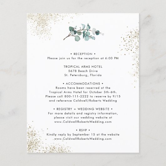 Budget All in One Eucalyptus Gouden Trouw Uitnodig (Achterkant)