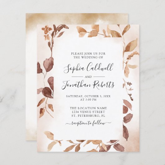 Budget All in One Eucalyptus Lijst Wedding Invite (Voorkant / Achterkant)