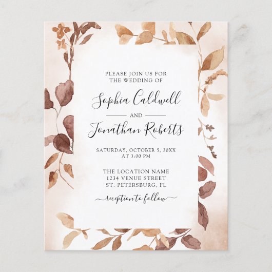 Budget All in One Eucalyptus Lijst Wedding Invite (Voorkant)