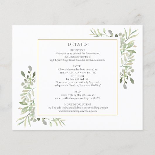 Budget All-in-One Foliage Photo Weduwen-uitnodigin (Achterkant)