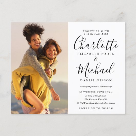 Budget All In One Foto Chique Trouw Uitnodiging (Voorkant)