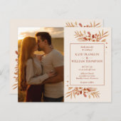 Budget All-in-One Foto Herfst Trouwuitnodiging (Voorkant / Achterkant)
