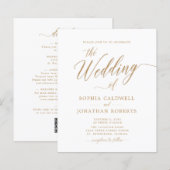 Budget All in One Gold Calligraphy Wedding Invite (Voorkant / Achterkant)