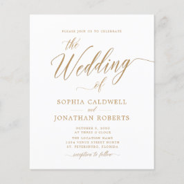 Budget All in One Gold Calligraphy Wedding Invite