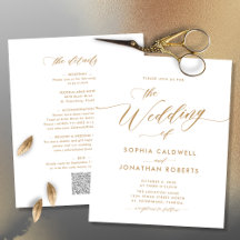 Budget All in One Gold Calligraphy Wedding Invite