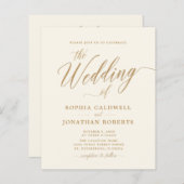 Budget All in One Gold Calligraphy Wedding Invite (Voorkant / Achterkant)