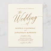 Budget All in One Gold Calligraphy Wedding Invite (Voorkant)