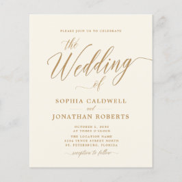 Budget All in One Gold Calligraphy Wedding Invite