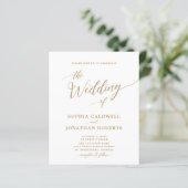 Budget All in One Gold Calligraphy Wedding Invite (Staand voorkant)