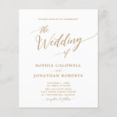Budget All in One Gold Calligraphy Wedding Invite (Voorkant)