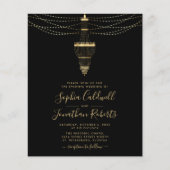Budget All-in-One Gold Chandelier Wedding Invite (Voorkant)