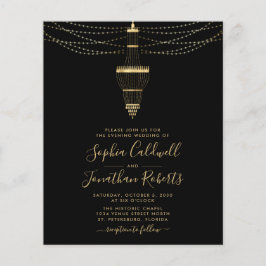 Budget All-in-One Gold Chandelier Wedding Invite