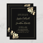 Budget All-in-One Gold Eucalyptus Wedding Invite (Voorkant / Achterkant)