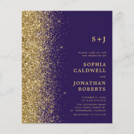 Budget All-in-One Gold Glitter Wedding Invitation