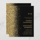 Budget All-in-One Gold Glitter Wedding Invitation (Voorkant / Achterkant)