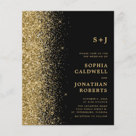 Budget All-in-One Gold Glitter Wedding Invitation