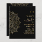 Budget All in One Gold Mandala Wedding Invite (Voorkant / Achterkant)