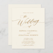 Budget All in One Goud Kalligrafie Huwelijksuitnod (Voorkant / Achterkant)