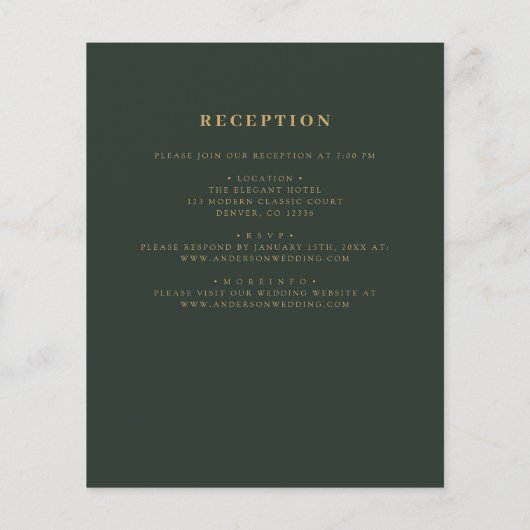 Budget All in One Green Gold Uitnodiging voor een (Achterkant)