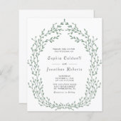 Budget All in One Green Leafy Lijst Wedding Invite (Voorkant / Achterkant)