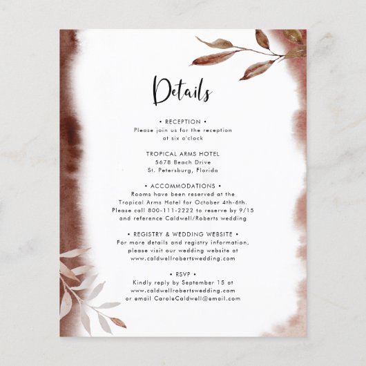 Budget All in One Herfst Foliage Weddenschap (Achterkant)