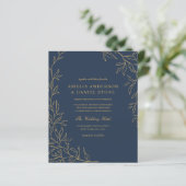 Budget All in One Huwelijksuitnodiging in Navyblau (Staand voorkant)
