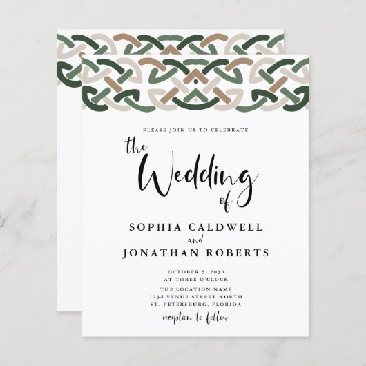 Budget All in One Keltische Knoop Trouw Uitnodigin (Voorkant / Achterkant)