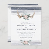 Budget All in One Rozen and Antlers Wedding Invite (Voorkant / Achterkant)