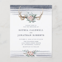 Budget All in One Rozen and Antlers Wedding Invite