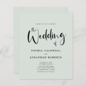 Budget All in One Sage Calligraphy Wedding Invite (Voorkant / Achterkant)