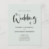 Budget All in One Sage Calligraphy Wedding Invite (Voorkant)