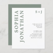 Budget All in One Sage Green Wedding Invitation (Voorkant / Achterkant)