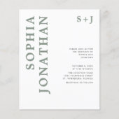 Budget All in One Sage Green Wedding Invitation (Voorkant)