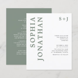 Budget All in One Sage Green Wedding Invitation