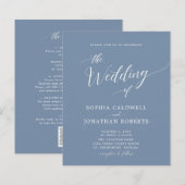 Budget All in One Stof Blauw Trouw Uitnodiging (Voorkant / Achterkant)