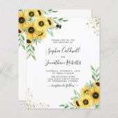 Budget All in One Sunflower bee Wedding Invite (Voorkant / Achterkant)