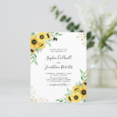 Budget All in One Sunflower bee Wedding Invite (Staand voorkant)