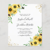 Budget All in One Sunflower bee Wedding Invite (Voorkant)