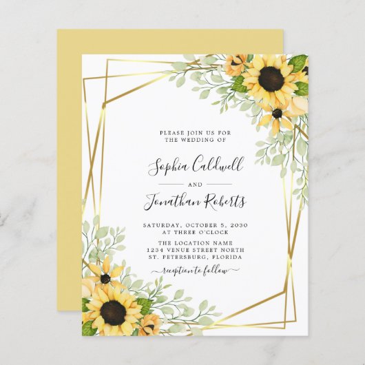 Budget All-in-One Sunflower Gold Wedding (Voorkant / Achterkant)