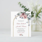 Budget All in One Winter Rozen Gold Wedding Invite (Staand voorkant)