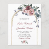Budget All in One Winter Rozen Gold Wedding Invite (Voorkant)